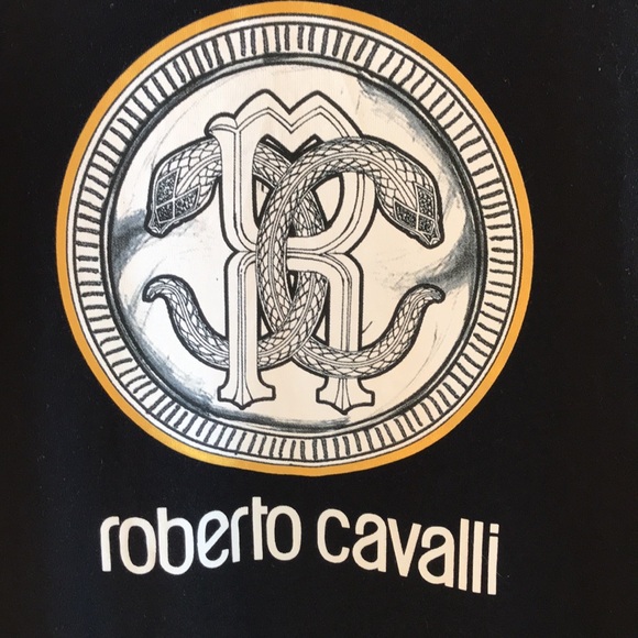 Roberto Cavalli XXL T-shirt black 100%cotton Designer graphic tee coiled snakes - Picture 2 of 8